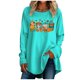 thumbnail image 1 of Camiseta estilo pulóver informal de talla grande con cuello redondo y manga larga con estampado retro para mujer, 1 of 5