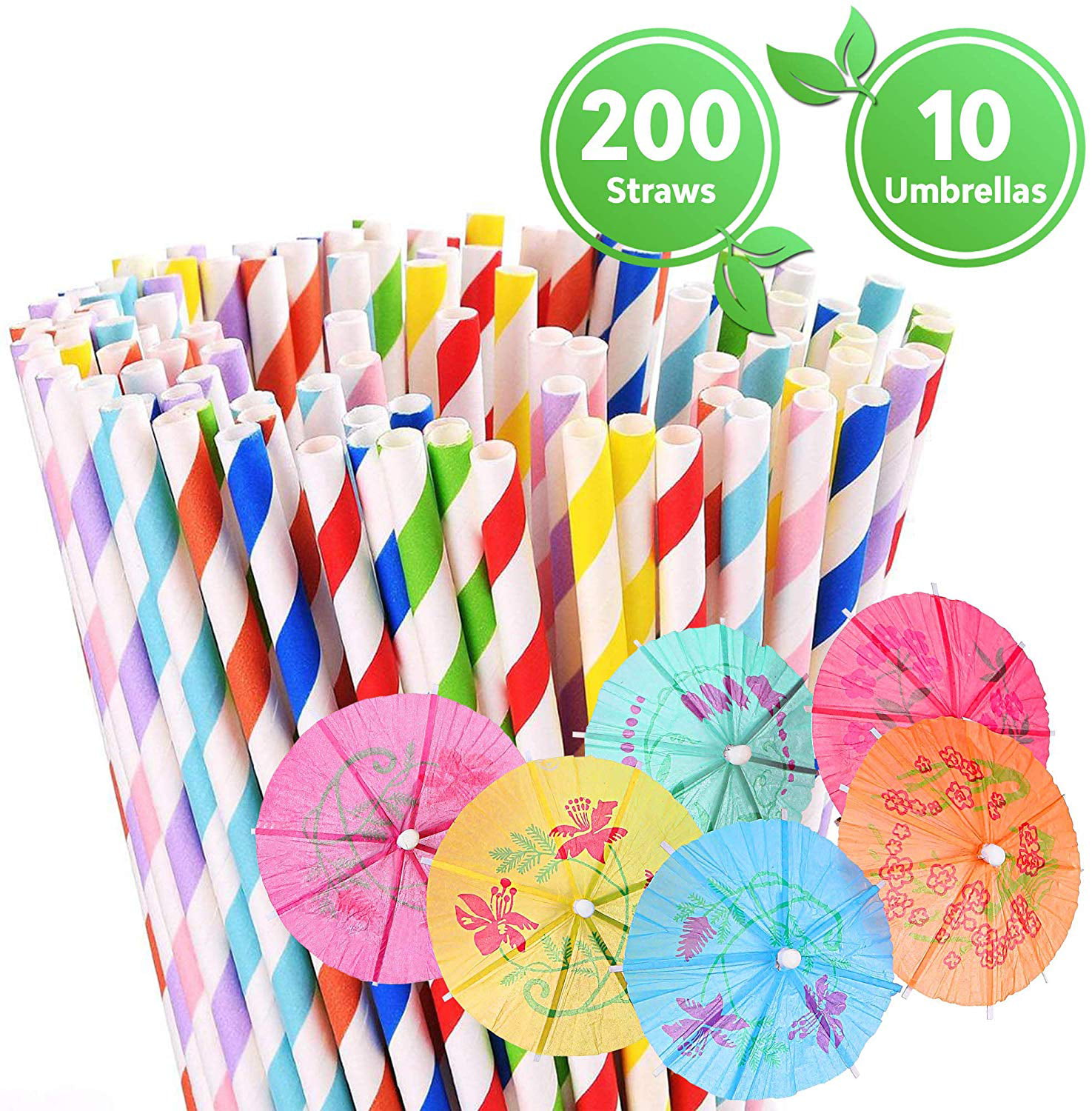 10 PCS Fruit Birthday Biodegradable Paper Umbrella Bird Drinking Water Straw 