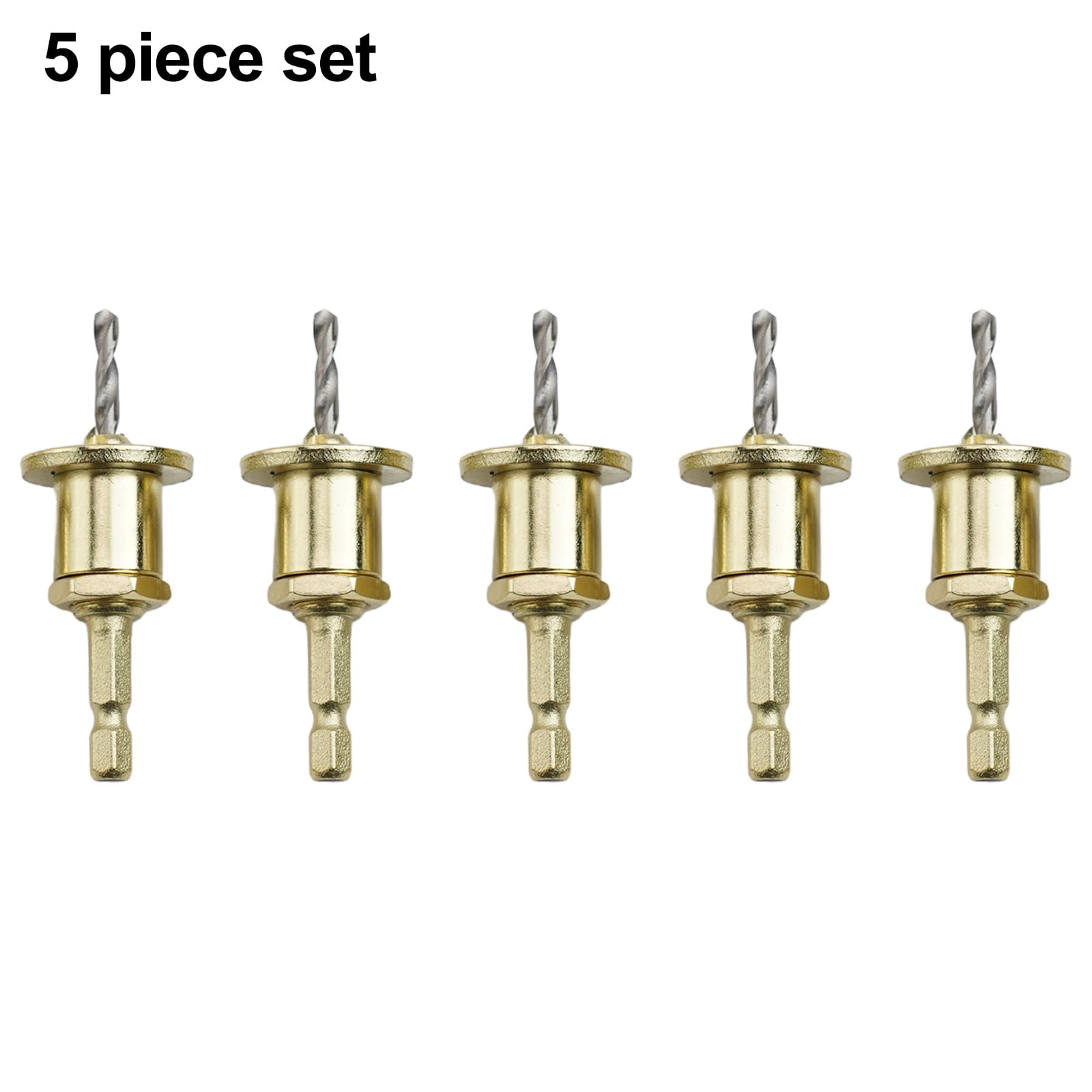 5pc Limiting Countersink Drill Bit set 6.35mm hex Shank for Woodworking Drilling
