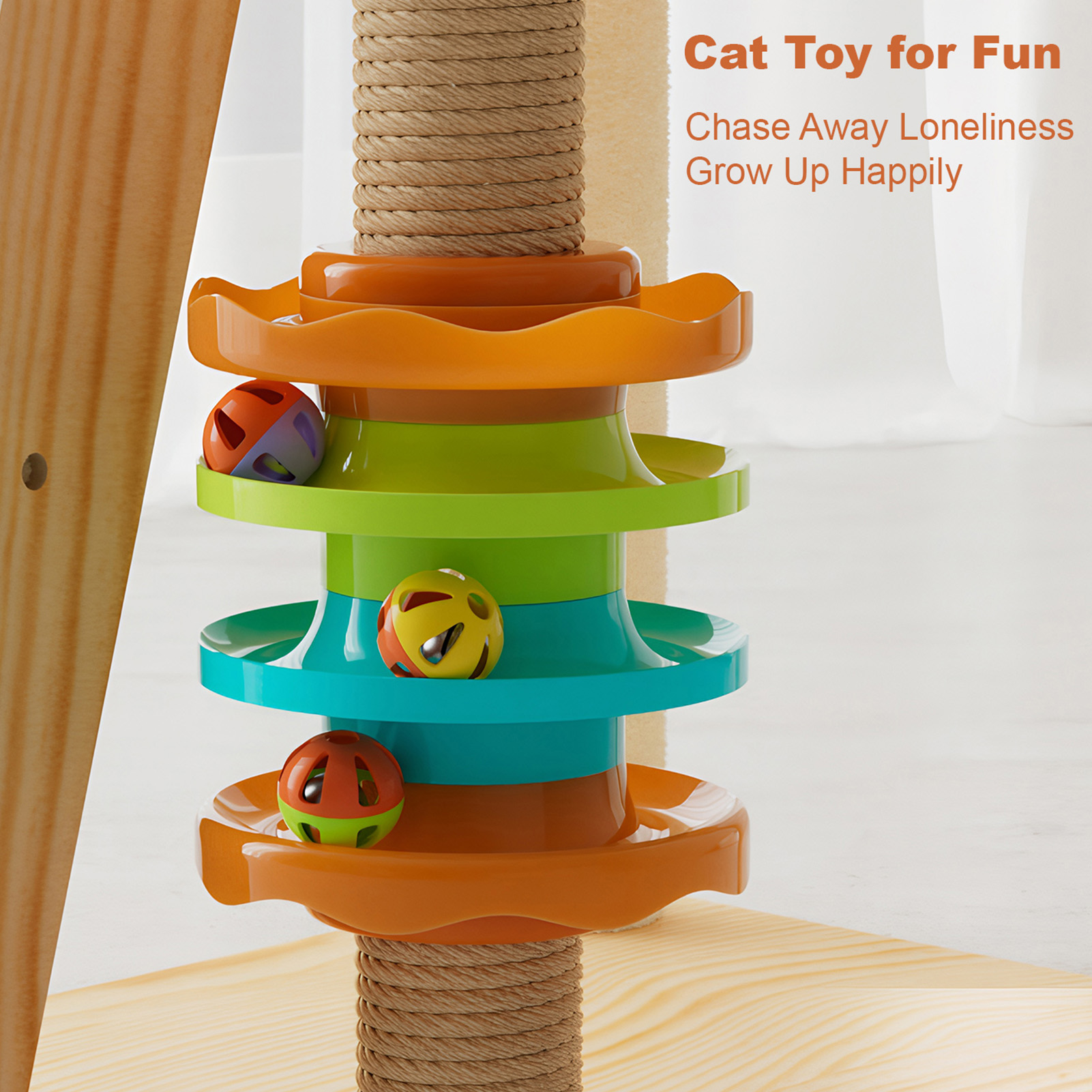 Vacmaster 59" Modern Cat Tower, Wood Cat Tree Tower for Indoor Cats, Cat Treewith Sisal-Covered Scratching Posts and Top Perch, Cat Condo with Acrylic Hammock for Small Large Cats