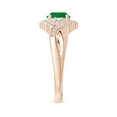 thumbnail image 3 of ANGARA Natural Aeon Emerald & Diamond Floral Halo Three Stone Engagement Ring in 14K Rose Gold for Women (Size-6mm) | May Birthstone, Anniversary, Jewelry Gift for Women | Natural Emerald Ring, 3 of 9