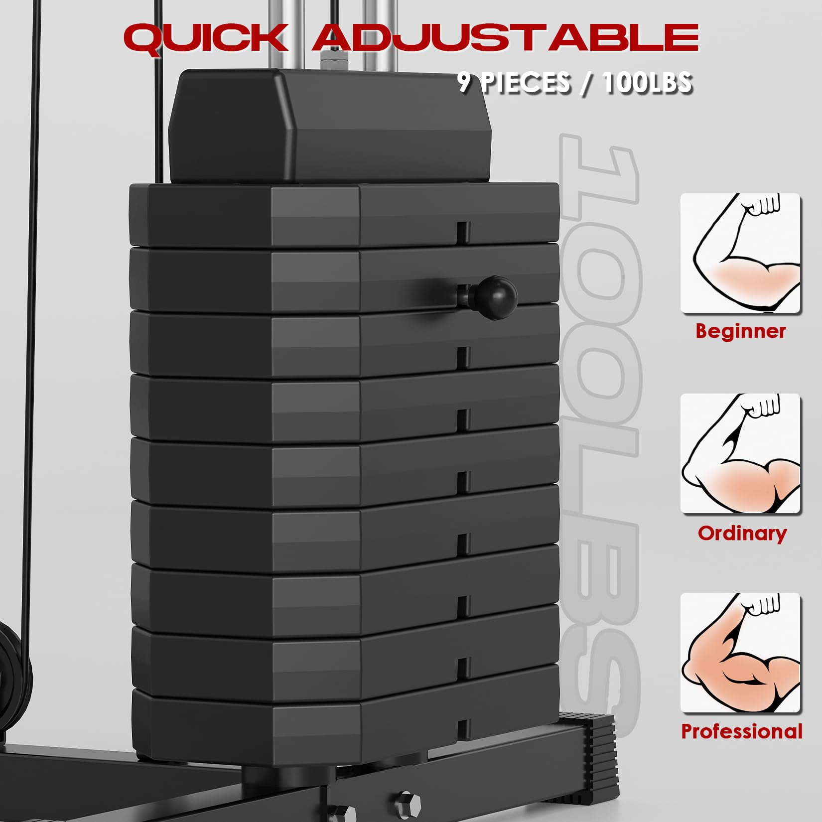Home Gym Station, Multifunctional Home Gym Machine with 100LBS Weight Stack, All in One Workout Machine for Full Body Strength Training, LAT Pull Down, Chest Press, Leg Extension