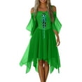 thumbnail image 3 of Tianiyouqing Womens Gothic Dress Cold Shoulder Chiffon Butterfly Sleeve Dress Halloween Clothes Medieval Steampunk Witch Dress Green XXL, 3 of 6