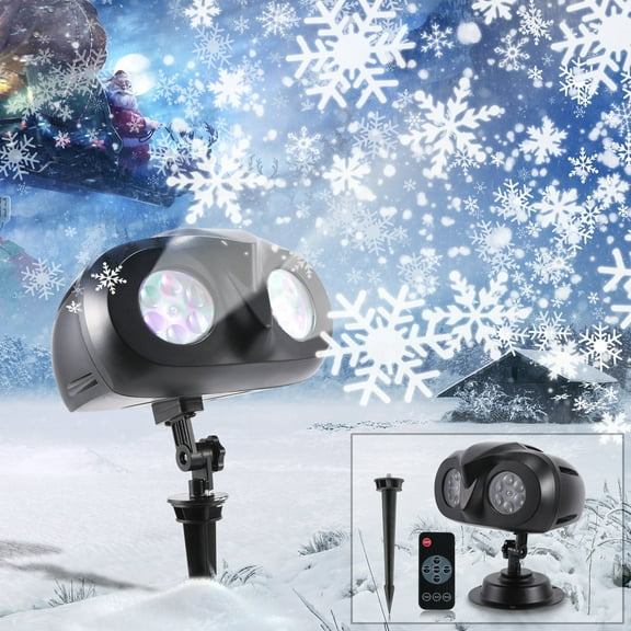 BFVV Christmas Snowflake Light Projector, Outdoor Snow Projector Light with Remote Control, Waterproof, Easy Setup for Holiday Decor