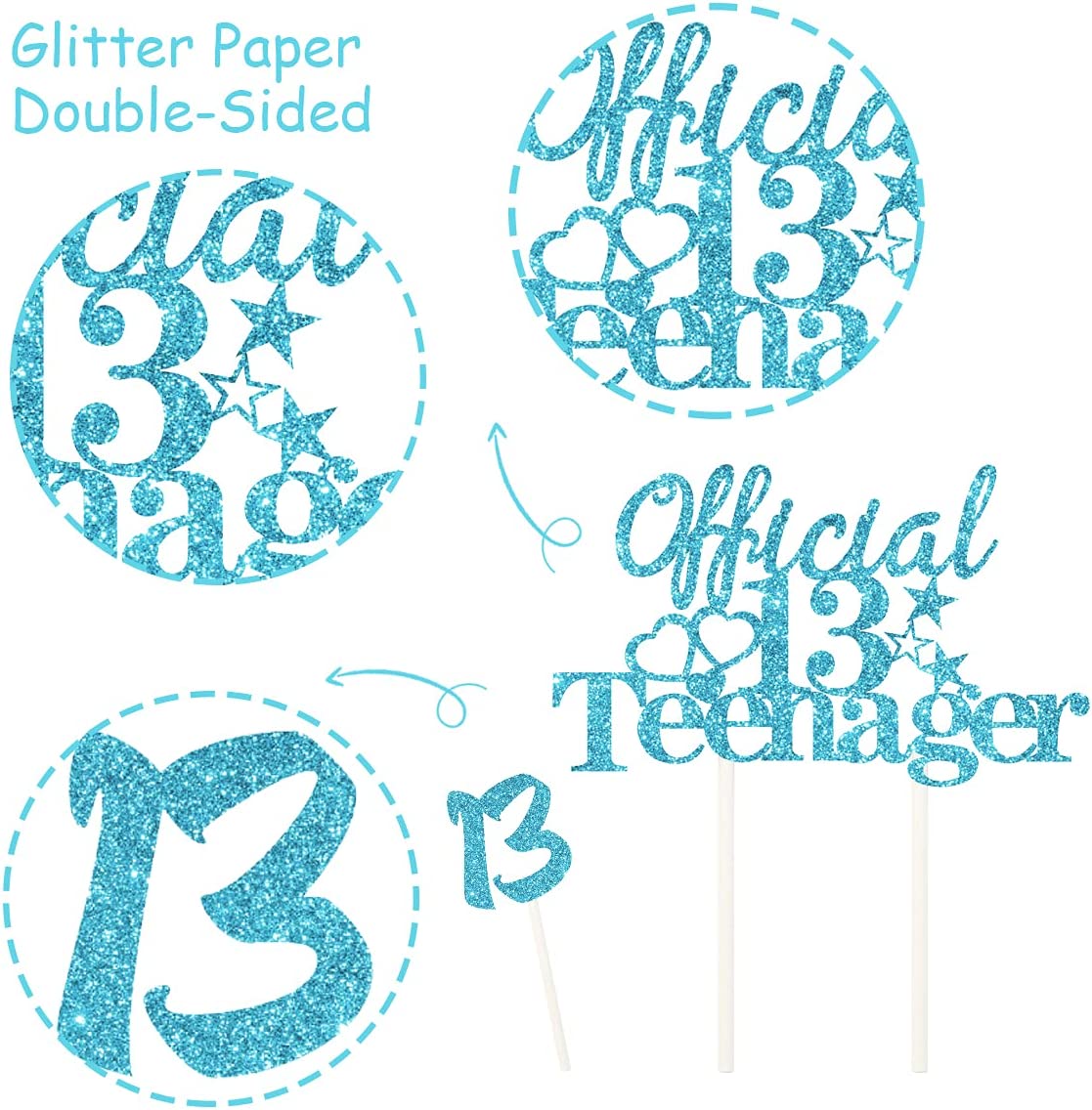 30 Stück Vintage Cupcake-Topper „Happy 13th Birthday“ – Glitzernde Kuchen-Deko Mit Stäbchen Für 13. Geburtstagsparty