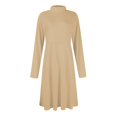 thumbnail image 7 of Women's Casual Fashion High Neck Long Sleeve Solid Color Midi Dress, Fall and Winter Elegant Dress for Everyday Wear, Comfortable and Versatile Styling,Khaki,XL, 7 of 7