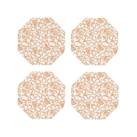 

Coasters Set of 4 - orange fruit Drink Coasters for Tabletop Protection Leather Coasters for Living Room Decor and Housewarming Gift Octagon