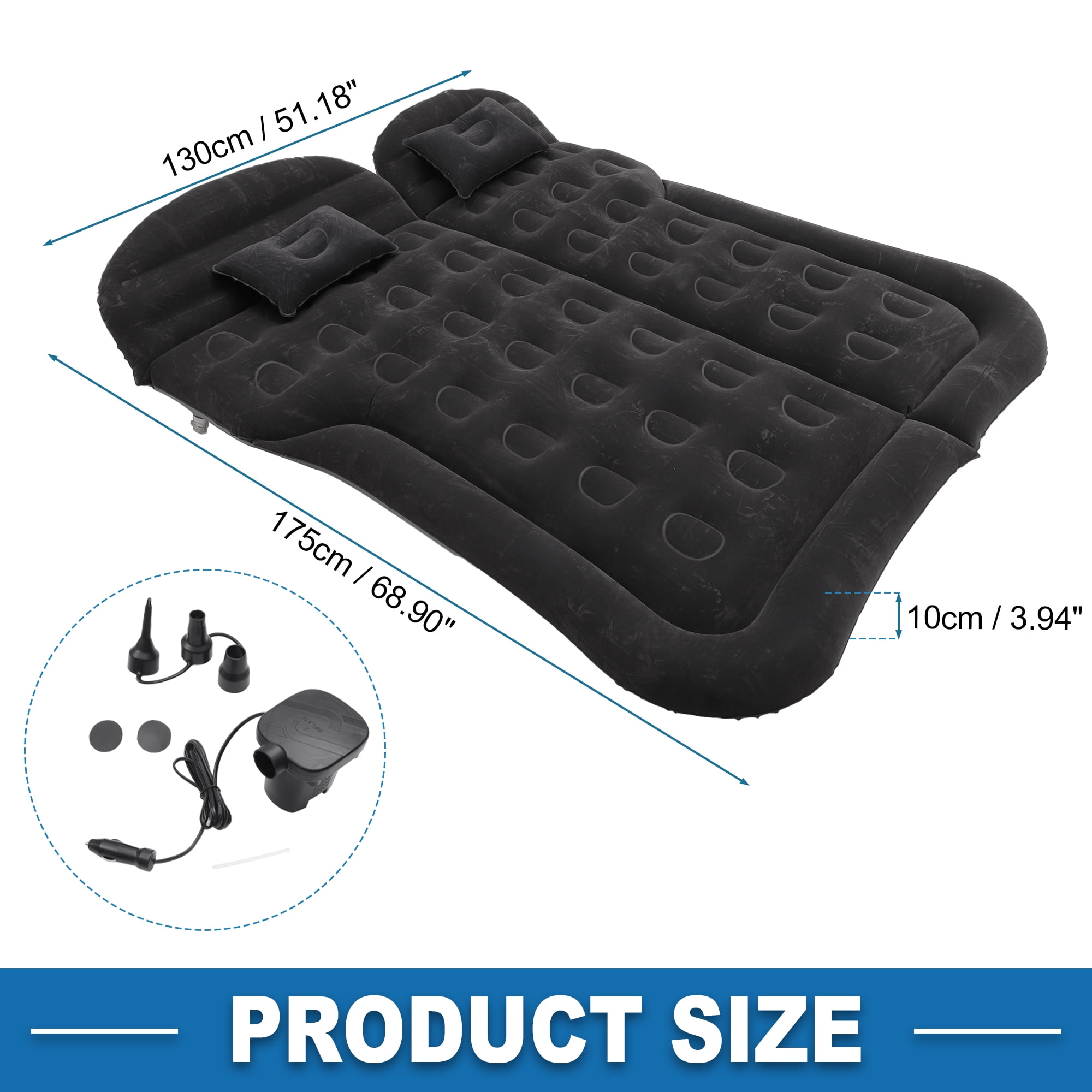Unique Bargains 1 Set Car Air Mattress Camping Mattress Comfortable Backseat Bed Mat Air Bed for Napping Deep Gray