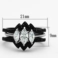 thumbnail image 2 of Luxe Jewelry Designs Set of 3 Women's Black IP Stainless Steel Wedding Ring with Marquise Shaped CZ, 2 of 4