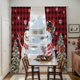 thumbnail image 5 of Red Black Plaid Snowman Sheer Curtains 108 Inches Long, Christmas Tree Snowflake Winter Light Filtering Window Curtains for Living Room, Rod Pocket Voile Sheer Curtain Drapes, 52"Wx108"L, 2 Panels, 5 of 9