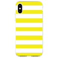 thumbnail image 1 of DistinctInk Clear Shockproof Hybrid Case for iPhone XS Max (6.5" Screen) - TPU Bumper, Acrylic Back, Tempered Glass Screen Protector - Yellow & White Bold Horizontal Stripes, 1 of 5