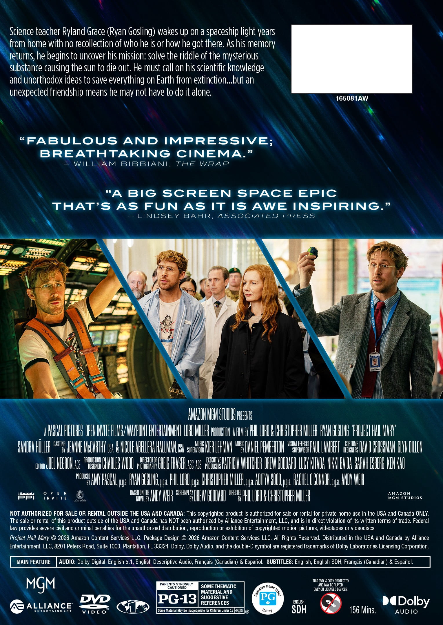 Project Hail Mary DVD - Sci-Fi Movie by MGM Studios