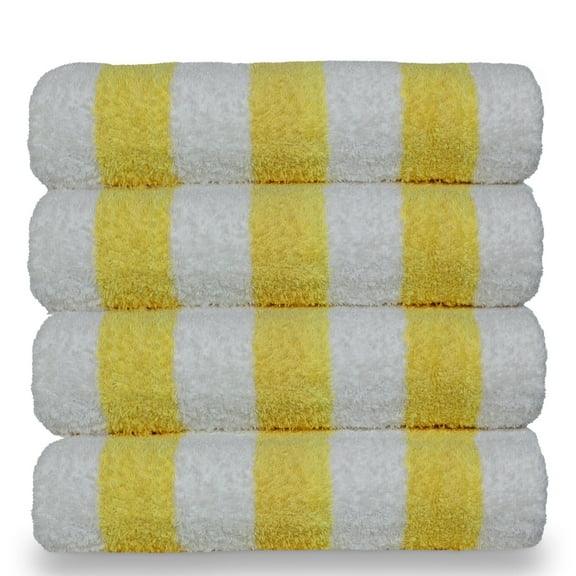 Luxury Hotel & Spa Towel 100% Cotton Pool Resort Beach Towels - Cabana - Yellow - Set of 4