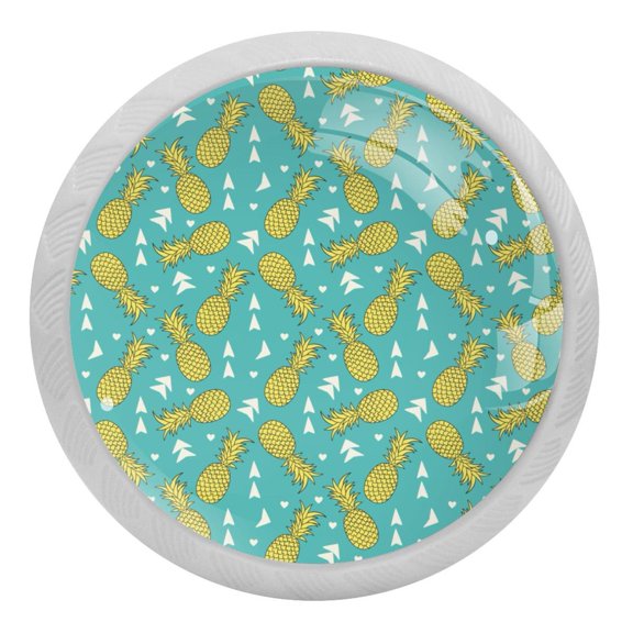 4PCS Round Pineapple Cabinet Fluorescence Knob Glowing in the Dark Furniture Drawer Pulls Handle with Screws