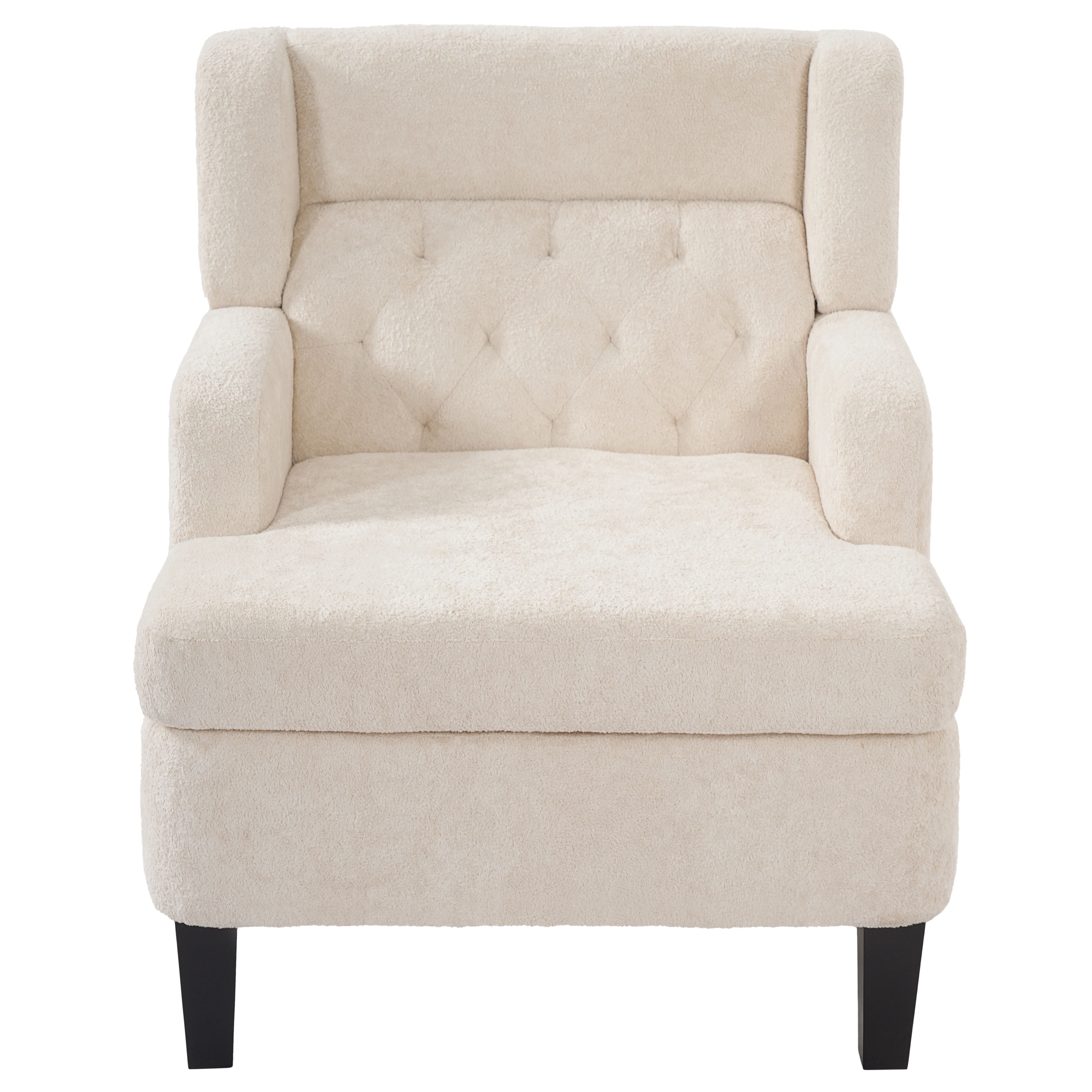 Euroco Modern Accent Chair,Upholstered Armchair with Solid Wood Frame,Comfy Reading Chair,Living Room Chair for Bedroom, Guest Room,Beige