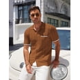 thumbnail image 4 of COOFANDY Men's Short Sleeve Knit Shirts 2025 Vintage Button Down Polo Shirt Casual Beach Tops, 4 of 6