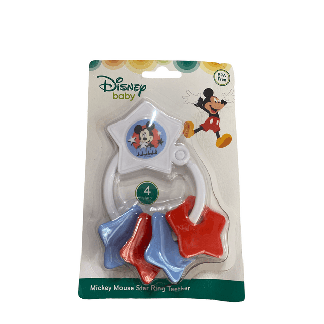 Disney Baby Mickey Mouse Star Ring Teether 4 Stars (BlueRed) Color