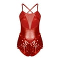 thumbnail image 4 of iiniim Womens Lyrical Latin Dance Bodysuit with Tassel Gloves Sequins Tango Jazz Performance Leotard Costume Red L, 4 of 7