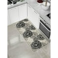 thumbnail image 4 of Kitchen Mats Set of 2 - Non-Slip Washable Rugs, Black Petals Linen Floor Mats, Easy-Clean & Stain-Resistant for Modern Home Decor (17"x30" & 17"x47"), 4 of 6