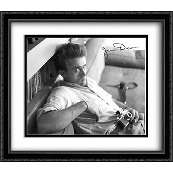 James Dean (camera) 2x Matted 32x28 Large Black Ornate Framed Art Print