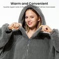 thumbnail image 2 of Winthome Wearable Blanket Hoodie Long Lengthen Sweatshirt with Zipper for Adults Women Men, Oversized Sherpa Fleece Cozy Fuzzy Hooded Pullover Warm Wife Gift Gray Size XL / Extended length, 2 of 6