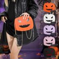 thumbnail image 1 of Bolsa de calabaza de Halloween Crossbody de cuero | Bolso de hombro con cadena Acabado mate | Partición Zip Grande | Resistente al agua y a rayones | Negro Púrpura Naranja Blanco | 8,6x7x2,9, 1 of 6