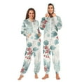 thumbnail image 3 of Blue Gray Snowflake Holly Leaves Berries Christmas Adult's Hoodie Onesie Jumpsuit One-Piece Pajamas with Zipper Unisex for Holiday M, 3 of 7