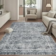 thumbnail image 4 of FairOnly Grey 8'x10'Vintage Non Slip Washable Area Rugs for Living Room Low Pile Foral Printed Rugs for Bedroom Soft Distressed Stain Resistant Indoor Area Rug, 4 of 7