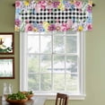 thumbnail image 3 of Easter Flowers Curtain Valances for Windows, Kitchen Valance Window Treatments Panel 2 Pack, Watercolor Pink Purple Floral Eggs Farm Plaid Rod Pocket Short Curtains for Bathroom Bedroom 42 x 12 Inch, 3 of 8