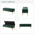 thumbnail image 6 of Tina's Home Velvet Storage Ottoman Bench 45.5" Gold Leg Upholstered Nailhead Trim Button Tufted Bed Foot Stool Home Living Room Green, 6 of 11