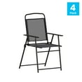 thumbnail image 5 of Flash Furniture Set of 4 Mystic Folding Patio Sling Chairs, Outdoor Textilene Lawn Chairs with Armrests in Black, 5 of 14