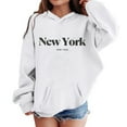 thumbnail image 2 of GBSYEWXS Little Girls Sweatshirt Long Sleeve Hooded Letter Print Tops Outdoor Fashion Hoodies Size 3-4 Years White, 2 of 4