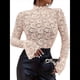 thumbnail image 3 of Blusa Elegante de Encaje Calado con Mangas Acampanadas para Mujer, para Fiesta, Moda 2025 Crema M, 3 of 7