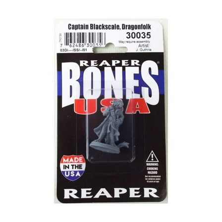 Captain Blackscale Dragonfolk Pirate Miniature Figure 25mm Heroic Scale Reaper Bones USA Reaper