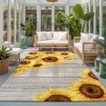 thumbnail image 2 of 3'x5' Area Rugs, Retro Country Floral Indoor Outdoor Area Rug for Living Room Bedroom, Summer Yellow Sunflowers Wooden Beige Washable Bathroom Rugs Kitchen Floor Carpet Mats Home Decor Aesthetic, 2 of 8