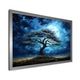thumbnail image 2 of Designart "Serengeti's Blue African Tree V" Floral Framed Wall Art Decor - Global Blue Tree African Entryway Framed Wall Art Print, 2 of 6