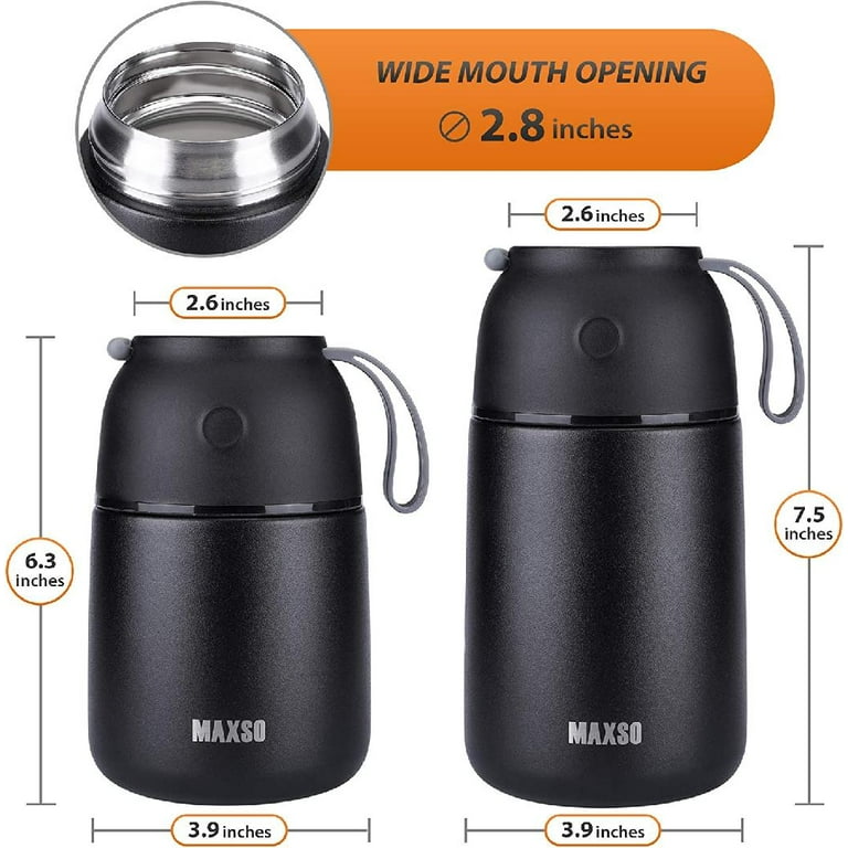  Luisun 17 Oz Insulated Food Thermos Soup Thermos for Hot Food  Kids Adults, 304 Stainless Steel Food Container with Folding Spoon, Vacuum  Insulated Portable for School, Office, Outdoor (Black) : Home
