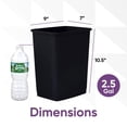 thumbnail image 2 of Superio Small 2.5 Gallon Plastic Trash Can, Waste Bin for Under Desk, Office, Bedroom, Bathroom- 10 Qt, (4, Black), 2 of 5