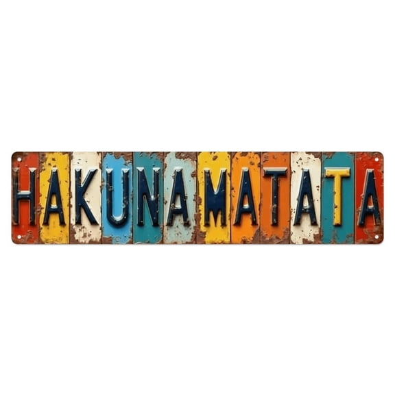 Hakuna Matata Tin Sign Vintage Metal Poster Living Room Bar Man Cave Home Wall Art Decor 4x16inch