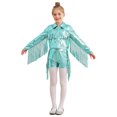 thumbnail image 2 of Doomiva Kids Girls Long Sleeve Shiny Fringe Crop Jacket Top and Metallic Tassel Shorts Sparkly Dance Streetwear Light Green 12, 2 of 6