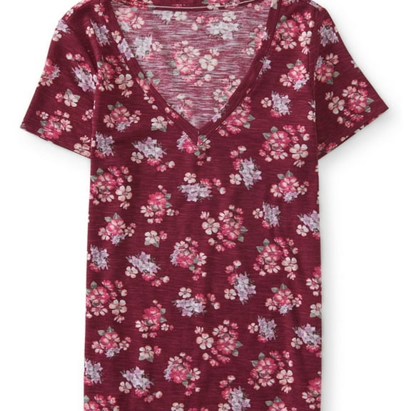 Aeropostale Womens Floral Graphic T-Shirt, Red, Juniors, X-Small