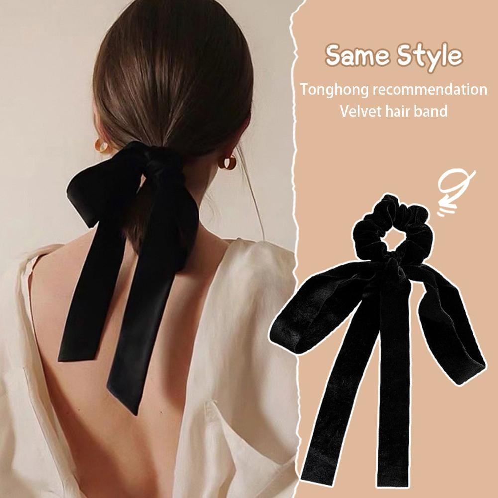 Fashion Vintage Black Velvet Bow Scrunchie Hair Ribbon Female For Girls G2O6 Walmart