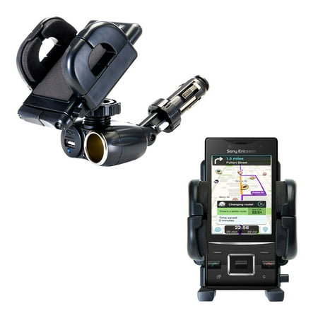 Dual USB / 12V Charger Car Cigarette Lighter Mount and Holder for the Sony Ericsson Hazel