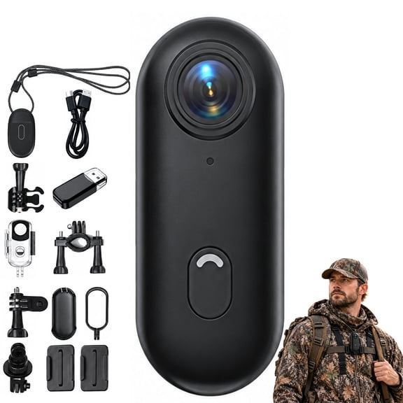 Hunt Sight Body Camera, Hunt Sight Camera, 4k 160 Wide-Angle Lens with Stabilization Technology, Automatic Locking System with Waterproof Housing, Wi-Fi Enabled and Thumb-Sized, Ideal for Outdoor
