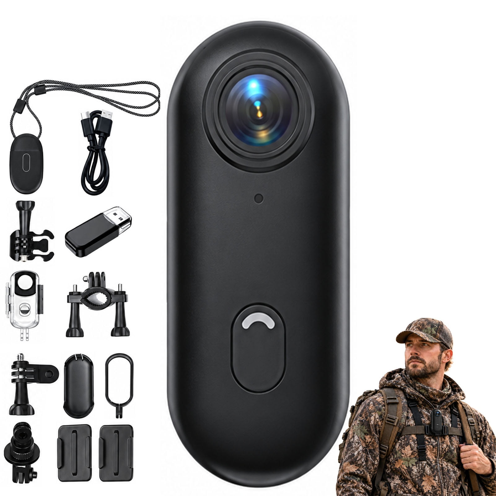 Stalkcam Body Camera, Stalk Camera, 4k 160° Wide-Angle Lens with Stabilization Technology, Automatic Locking System with Waterproof Housing Design, Wi-Fi Enabled and Thumb-Sized, Ideal for Outdoor