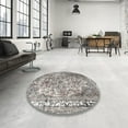 thumbnail image 4 of Ahgly Company Machine Washable Indoor Round Traditional Pale Silver Gray Area Rugs, 3' Round, 4 of 7