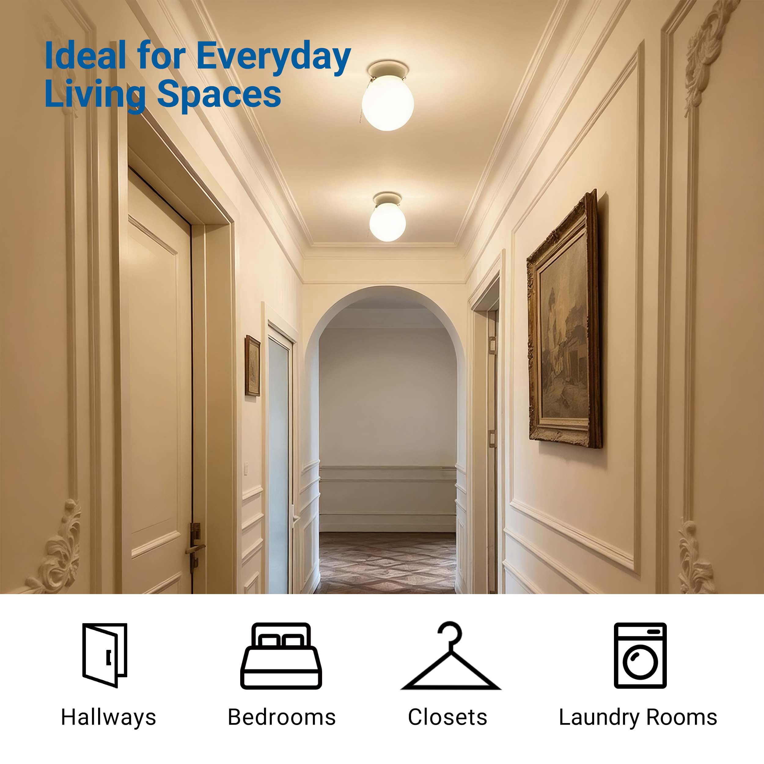 Mainstays 5.9 in Flush Mount Ceiling Light, White Finish, Frosted Glass Shade, Bulb Not Included