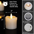thumbnail image 3 of Homemory 6Pcs Flameless Votive Candles with Timer, 2" x 2" Real Wax, 400+Hour Realistic Black Wick Battery Operated Candles for Wedding, Party and Holiday Decoration (Battery Included), 3 of 7