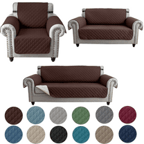 SHANNA 1/2/3 Seater Quilted Sofa Couch Cover Pad Water Resistant Slipcover Furniture Protector Pet Mat for Kids Dogs Pets（Brown）