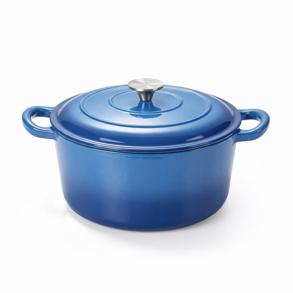 Walchoice 6 Quart Enameled Cast Iron Dutch Oven with Lid, Nonstick Round Dutch Oven Pot with Dual Handles for Braising, Stews, - Blue